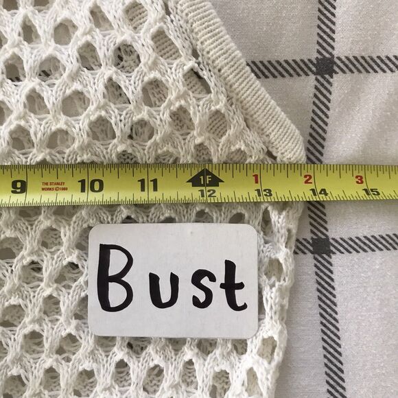 LNA Clothing Cream Open Knit Crochet Sleeveless Sheer Long Maxi Dress XS - Picture 4 of 7